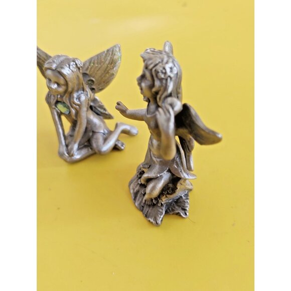 Vintage Pewter & Gemstone Fairies Figurines Lot of 5 - Picture 10 of 16